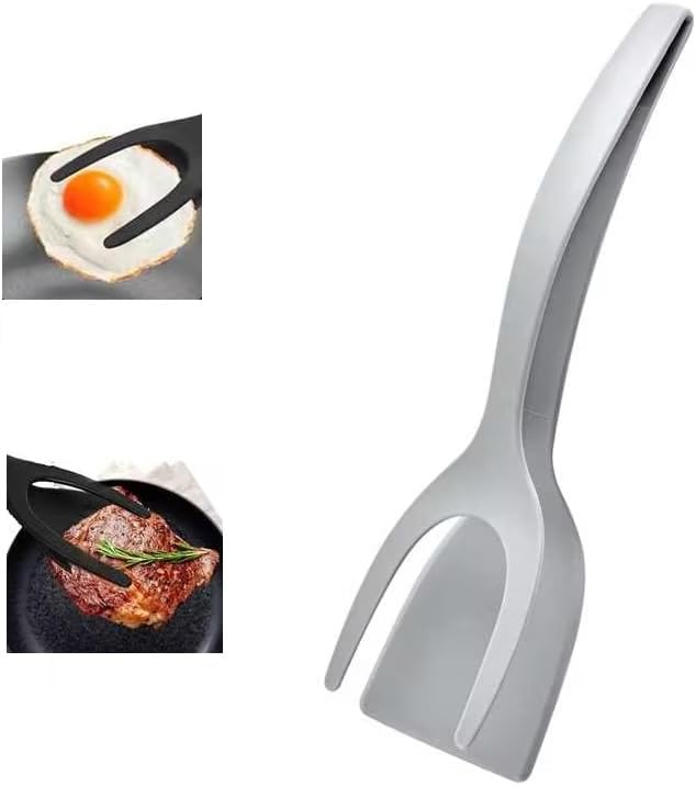 2 in 1 Grip and Flip Spatula Tong, Egg Flipper Spatula, Multi-purpose Non-Stick Kitchen Shovel for Bread Fish Pancake Toast